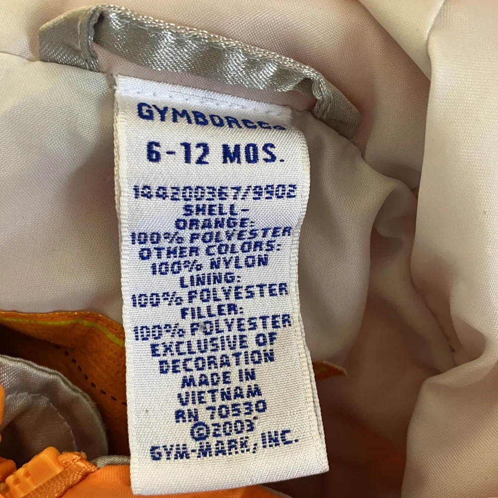 Gymboree silver orange spring fall hooded coat windbreaker 6-12 M